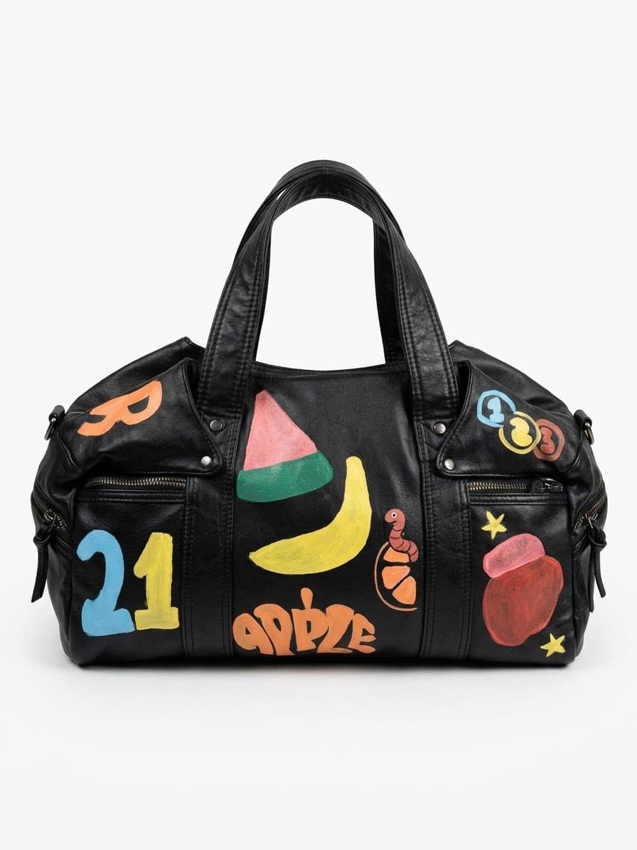 MAISONMUAM GRAFFITI LEATHER HANDBAG